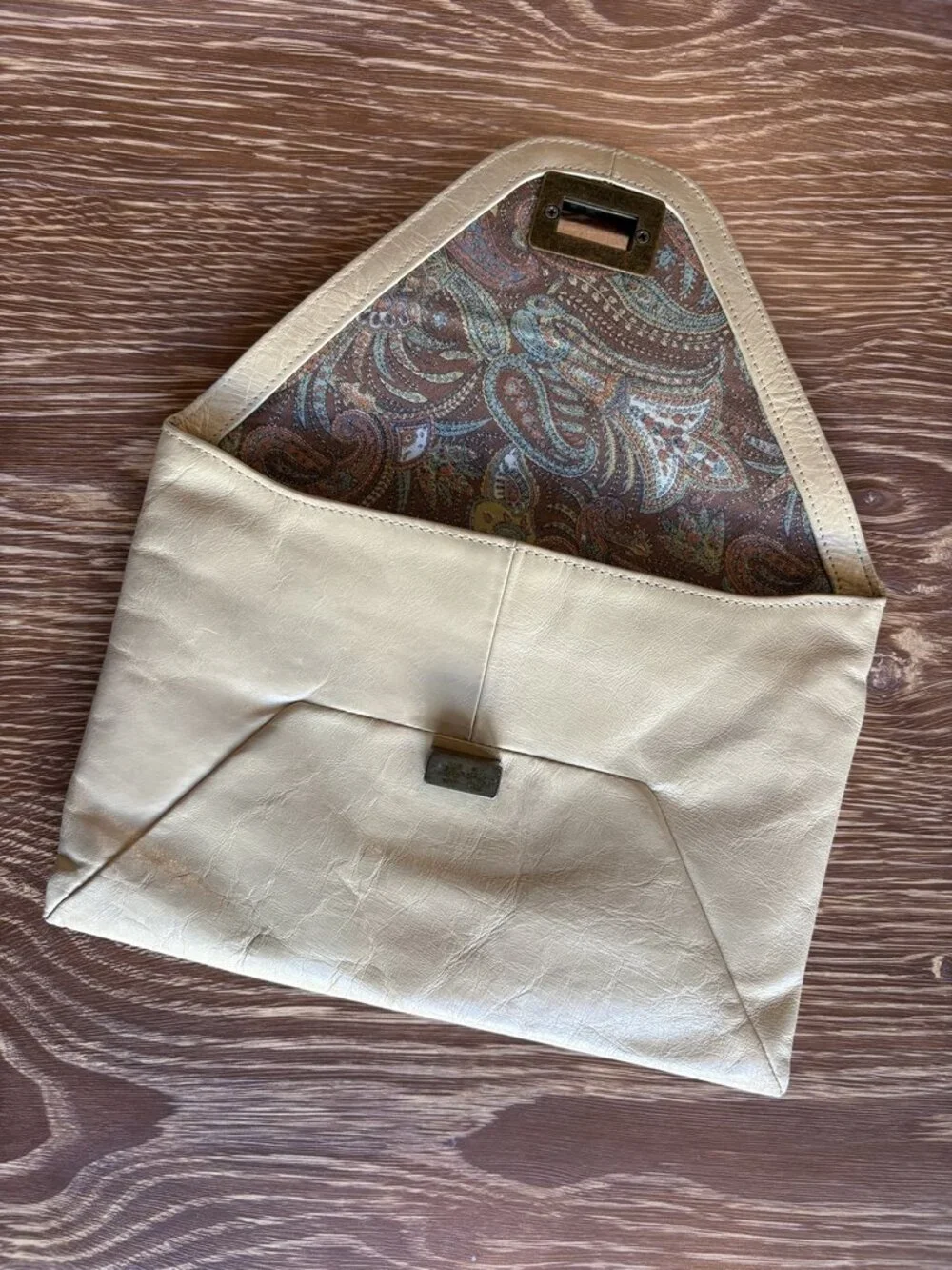 Hobo International Cream Leather Envelope Clutch